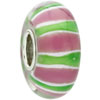 Rose Pink Ball Green Stripes All Brand Murano Glass Beads Charms Bracelets