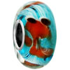 Aquamarine Blue  Ball  Goldfish Fit All Brand  Murano Glass Beads   ... 