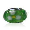 Green White Texture Flower Murano Glass European  Beads 