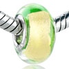 Encased Green And  Gold  Circling Murano Glass European Beads
