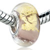 Encased  Gold  And Brown Circling Murano Glass European Beads