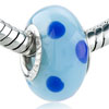 Blue Dots Circling Murano Glass European  Beads 