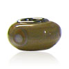 White And Tan Circle Murano Glass European Beads