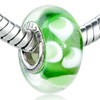 Green White Clover  Murano  Glass European Beads