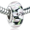 Pink Peach Blossom  Black   Murano  Glass European Beads