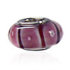 Encased  Pink  And Red Stripes  Murano   Glass  European Beads