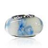 Pale Blue Floret White Murano Glass European Beads