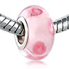 Peach Red Dots Murano  Glass  European Beads