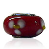  Red  White Texture  Flower  Murano Glass European Beads