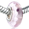 Pink And White Curved Line Murano Glass European Beads