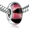 Powder  Red  Stripes  Murano  Glass European Beads