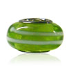 Green White Spiral Line Murano Glass European Beads