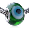 Green  Evil   Eye  Murano Glass European Beads