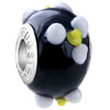 Black With White And Yellow  Flower  Murano Glass Beads Charms  ... 