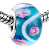  Pink   Rose  And White Line Translucent Murano Glass European  ... 