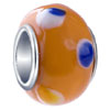 Blue And Orange Texture Dots Murano Glass Beads Charms Bracelets