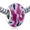 Blush And Black Grain Murano Glass European Beads