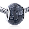 White Framed Gray Dots Murano Glass European Beads