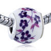  European Beads - Purple Plum Blossom Ceramic European Beads