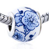 Blue And White Plum  Blossom  Murano Glass European Beads