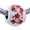 Red Plum Blossom Ceramic European Beads