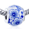 Blue Plum Blossom Ceramic European Beads