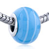 White Spiral Line Blue Murano Glass European Beads