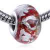  Silver   Foil  Scribble Red Translucent  Murano   Glass  European  ... 