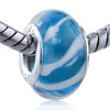 White Diagonal Stripe Murano Glass European Beads