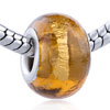 Encased Silver Foil Orange Murano Glass European Beads