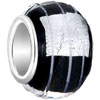 Encased Silver Foil And White Stripe Murano Glass Beads Charms Bracelets