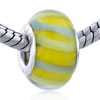 Blue And Yellow Diagonal Stripe Murano Glass European Beads