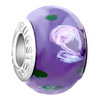 Pink Flower Green Decoration Murano Glass European Beads