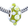 Yellow And White Texture Dots Murano Glass European Beads