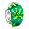 Pale Green Chrysanthemum Murano Glass European Beads