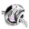 Pink Flower And White Decoration Murano Glass European Beads