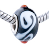 Red And White Texture Doodle Murano Glass European Beads