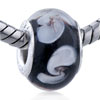White Swirl Flower Murano Glass European Beads
