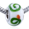 Green Swirl Orange Dot Murano  Glass  European Beads