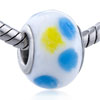 Blue And  Light  Yellow Dots European Beads