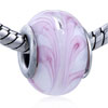 Fancy Pink Ribbon Murano Glass European Beads