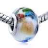 Golden Blue And Green Speckle Murano Glass European Beads