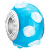 Pale Blue Texture Dots Murano  Glass  European Beads