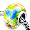 Yellow Blue And Marron Flower Murano Glass European Beads