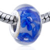  Beads - Blue Blooming Chrysanthemum Murano Glass European Beads