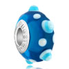 White And Blue Texture Dots Murano Glass European Beads