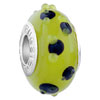 Black And Olive Texture Dots Murano Glass European Beads