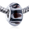 White And Brown Layered Stripe Murano Glass European Beads