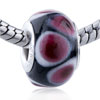 White And Red Layered Dots Murano Glass European Beads