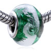  Silver   Foil  Swirl Feather  Murano   Glass  European  Beads 